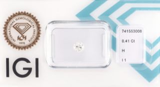 Loser Brillant, 0.41 ct Weiß(H)/p1, eingeschweißt,