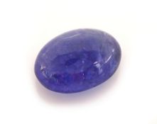 Loser Tansanit, ca. 8.16 ct, ovaler Cabochon, ca. 13.79 x