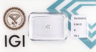 Loser Brillant, 0.34 ct hochfeines Weiß+(D)/vs2,