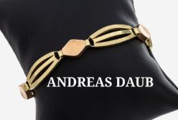 14 kt Gold Armband, GG/RG 585/000, längliche und rautenf.