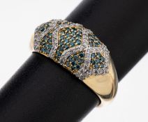 14 kt Gold Brillant-Ring, GG 585/000, Brillanten zus. ca.