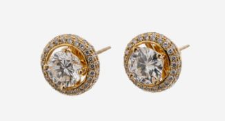 Paar 14 kt Gold Brillant-Ohrstecker, GG 585/000, 2