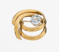 14 kt Gold Aquamarin-Brosche, GG 585/0000, geschwungenes