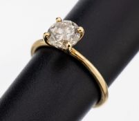 14 kt Gold Brillant-Ring, GG 585/000, Brillant 1.52 ct