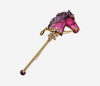 18 kt Gold und Platin Rubellit-Brillant -Brosche, GG
