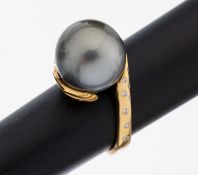 18 kt Gold Perl-Brillant-Ring, GG 750/000,