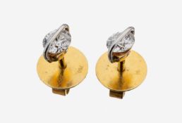 Paar 18 kt Gold Brillant-Ohrstecker, GG/WG 750/000, 2