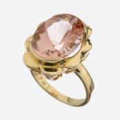 14 kt Gold Morganit-Ring, GG 585/000, ovalfacett. Morganit