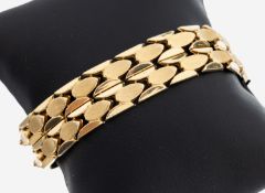 14 kt Gold Armband, GG 585/000, Glieder part. sat., B. ca.