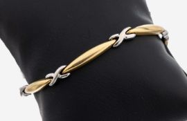 14 kt Gold Armband, GG/WG 585/000 gepr., L.ca. 19 cm,
