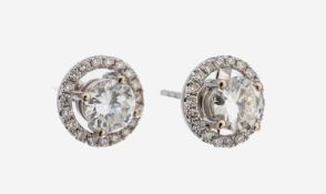 Paar 18 kt Gold Brillant-Ohrstecker, WG 750/000, 2