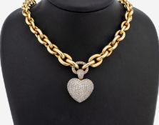 14 kt Gold Diamant-Collier, GG 585/000, Ankerkette im