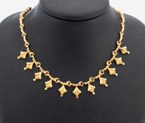 18 kt Gold Collier, GG 750/000, Kette aus geschwungenen