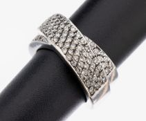 18 kt Gold Brillant-Ring, WG 750/000, gekreuzte