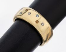 14 kt Gold Brillant-Ring, GG 585/000, 7 Brillanten zus.