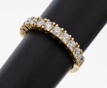 14 kt Gold Brillant-Ring, GG 585/000, 11 Brillanten zus.