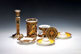 7 Teile Versace, Rosenthal, Barocco, Kerzenleuchter, Vase,