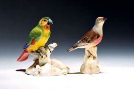 2 Porzellanfiguren Vögel, Meissen, Entw. Leuteritz und