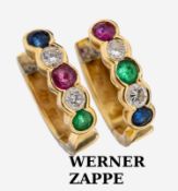 Paar 18 kt Gold WERNER ZAPPE Farbstein