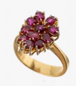 18 kt Gold Rubin-Ring, GG 750/000, ungewöhnliches Design,