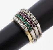 Konvolut 4 14 kt Gold Ringe, WG/GG 585/000,1 x 7