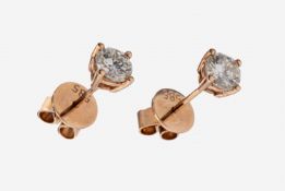 Paar 14 kt Gold Brillant-Ohrstecker, RG 585/000, 2