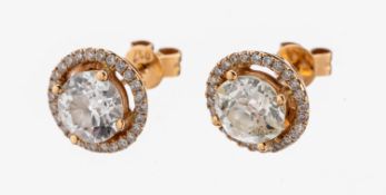 Paar 18 kt Gold Diamant-Ohrstecker, GG 750/000, 2