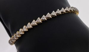 14 kt Gold Brillant-Armband, GG/WG 585/000,dreieckige