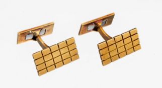 Paar 18 kt Gold Manschettenknöpfe, GG 750/000, schlichtes
