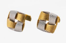 Paar 18 kt Gold Manschettenknöpfe, GG/WG 750/000,