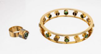 18 kt Gold Schmuckset, GG/WG 750/000, hochwertige