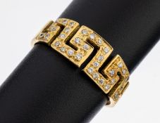 18 kt Gold Brillant-Ring, GG 750/000, Mäanderband, 33
