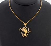 18 kt Gold Farbstein-Diamant-Anhänger 'Nofretete', GG