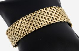 14 kt Gold Armband, GG 585/000, part. strukt., B. ca. 2