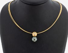 18 kt Gold Perl-Brillant-Anhänger, GG 750/000 gepr.,