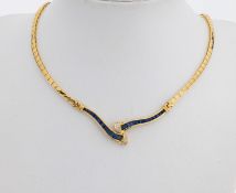 18 kt Gold Saphir-Brillant-Collier, GG 750/000,