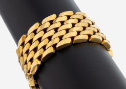 18 kt Gold Armband, ca. 84 g, GG 750/000, Backsteinoptik,