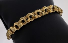 14 kt Gold Armband, GG 585/000, runde Glieder, 5-rhg., L.