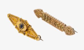 Konvolut 2 9 kt Gold Broschen, England 1892 und 1896, RG