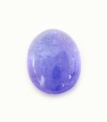 Loser Tansanit, 6.67 ct, ovaler Cabochon, ca. 13.6 x 9.7 x