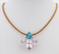 18 kt Gold Morganit-Zirkon-Brillant-Anhänger, GG/WG