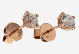 Paar 14 kt Gold Brillant-Ohrstecker, RG 585/000, 2