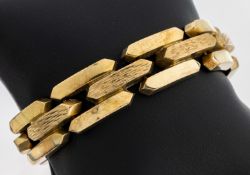 14 kt Gold Armband, GG 585/000, hohl gearbeitet,