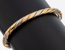 14 kt Gold Armreif, GG/WG/RG 585/000, gedreht, D. ca. 5.8