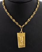 18 kt Gold Collier, GG 750/000, Mittelteil mit Darstellung