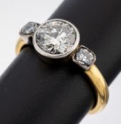 18 kt Gold Diamant-Ring, GG/WG 750/000, qualitätvolle