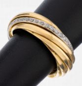 Ausgefallener 18 kt Gold Brillant-Ring, GG/WG 750/000, 5
