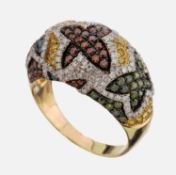 14 kt Gold Diamant-Ring, GG/WG 585/000, stil.