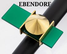 Ausgefallener 18 kt Gold Achat-Ring, GG 750/000,