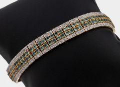 14 kt Gold Smaragd-Diamant-Armband, GG 585/000, 142